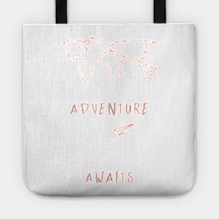 Adventure Awaits Map - Rosegold Tote