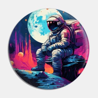 an astronaut sitting on a planet Pin