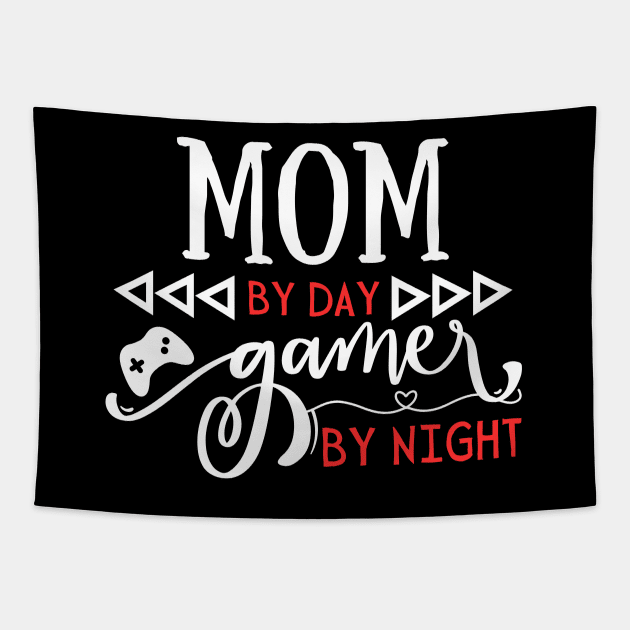 Funny Mom by day Gamer by night Tapestry by Gravity Zero