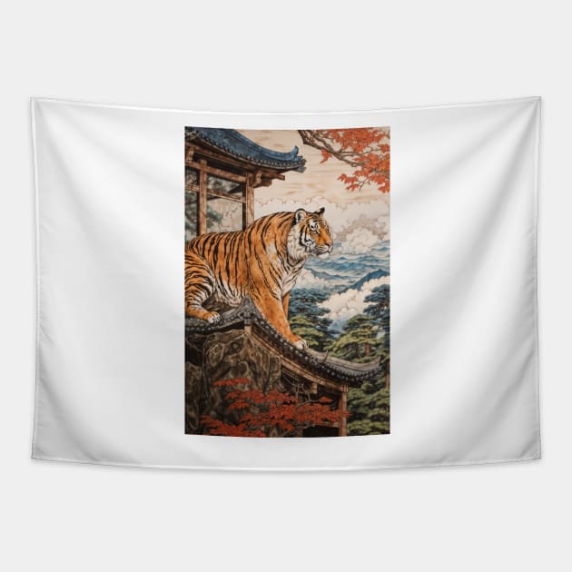 Temple Tiger Tapestry by berubettoart