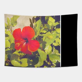 Pretty Red Flower with green leaves nature lovers beautiful photography design Tapestry