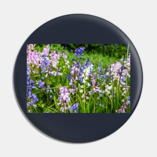 Bluebells, Pink, White And Blue Pin