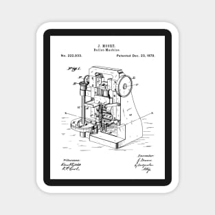 Bullet Machine Patent - Gun Enthusiast Firearms Shop Art - White Magnet