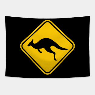 Kangaroo Warning Sign Tapestry