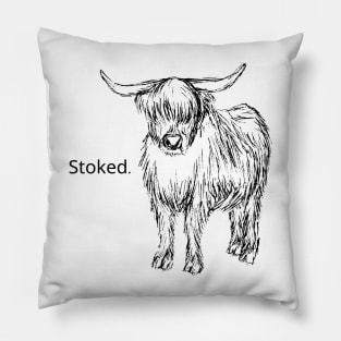 Stoked Cow Light Background Pillow