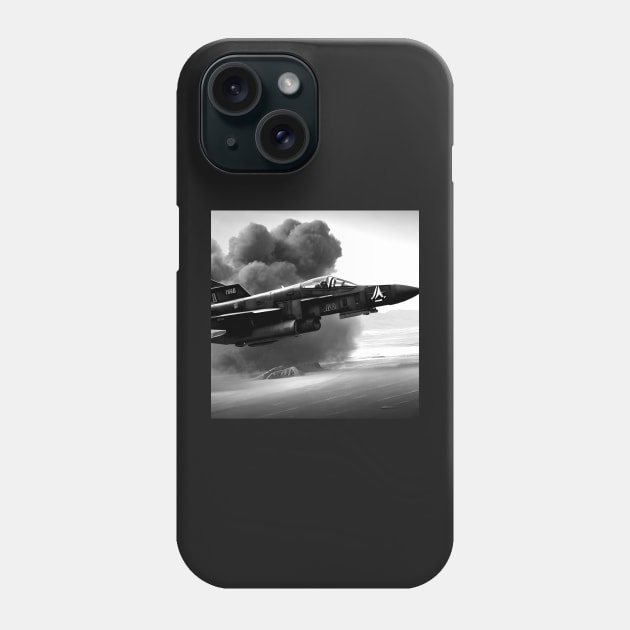 Black and white epic fighter jet on the battlefield Phone Case by SJG-digital