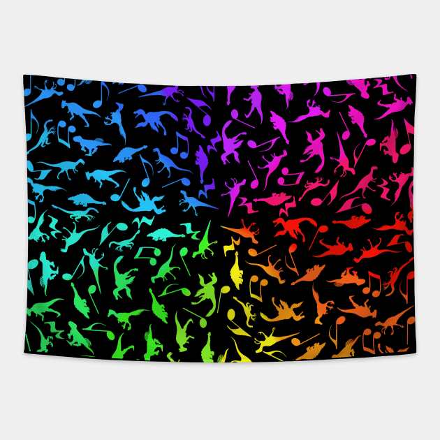 Dinosaurs Rock Rainbow Music Tapestry by Timeforplay