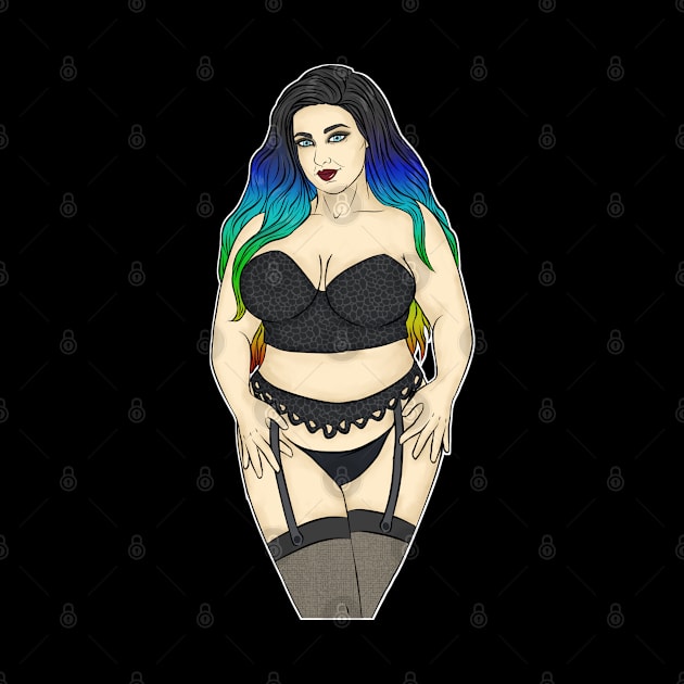 Thick Pinup Rainbow Hair by VixxxenDigitalDesign