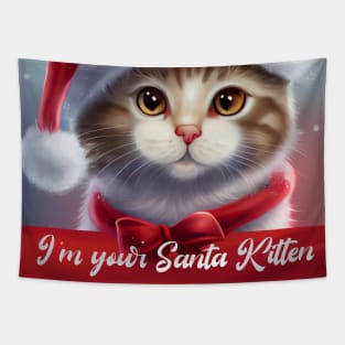 I am your Santa Kitten | Lovely Cute Cat With Red Ribbon and a Santa Hat Tapestry