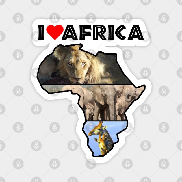 I Love Africa Wildlife Collage Map Magnet by PathblazerStudios