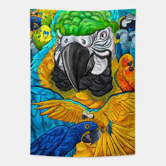 Parrots Tapestry by Cari.boou