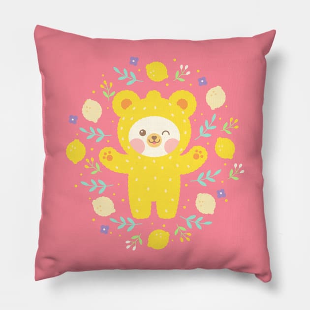 Lemony Bear Pillow by noeyedeer