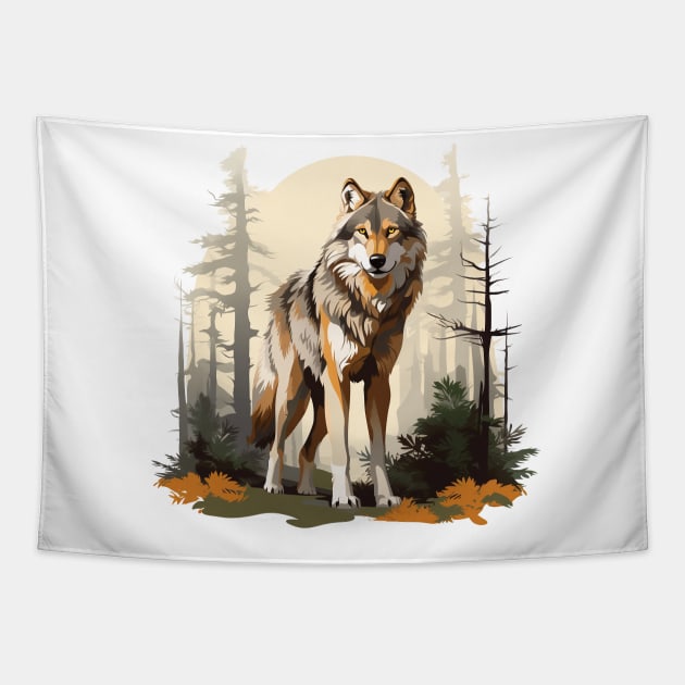 Watercolor Wolf Tapestry by zooleisurelife
