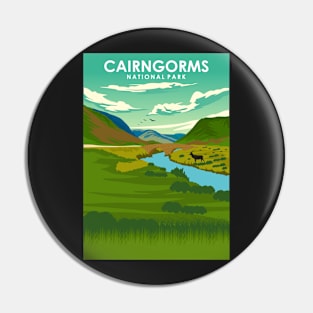 Cairngorms National Park Vintage Minimal Travel Poster Pin