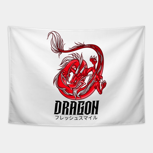 Red White Dragon Tapestry by BradleyHeal