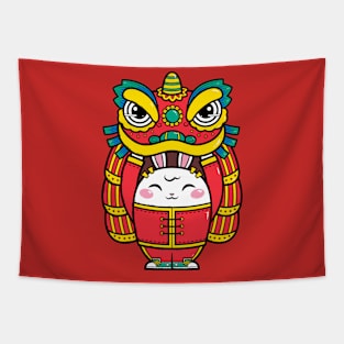 Lion Dance Bunny Tapestry