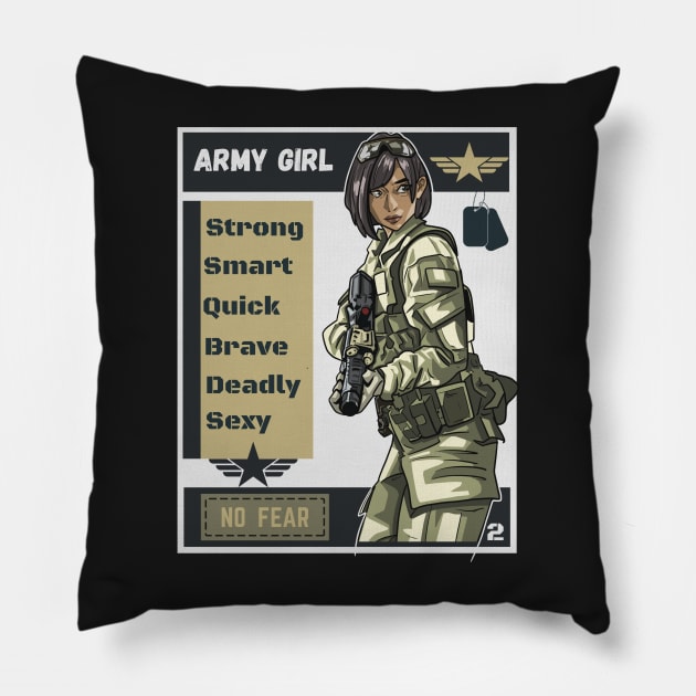 Anime Army Girl 2 Pillow by HyzoArt