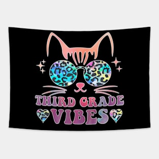 Back To School 3Rd Grade Vibes Leopard Tie Dye Cat Girl Eyes Tapestry