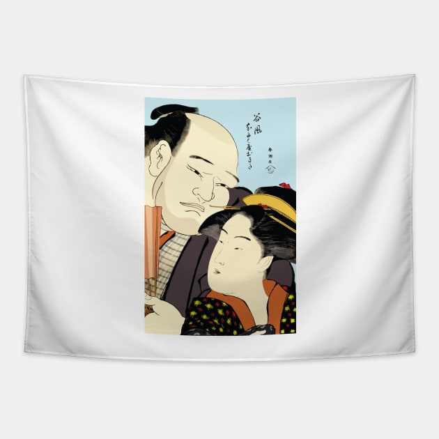 Ukiyo-e Two Lovers Tapestry by allovervintage