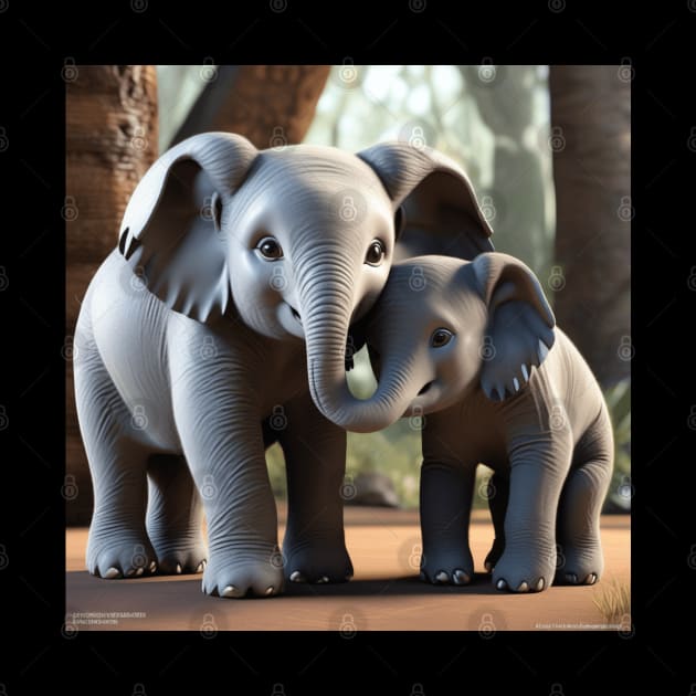 Mother And Baby Elephant by Musical Art By Andrew