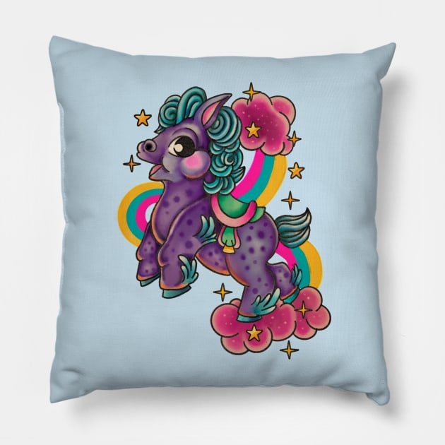 Vintage cute pony rainbow designs Pillow by SlinkSkull