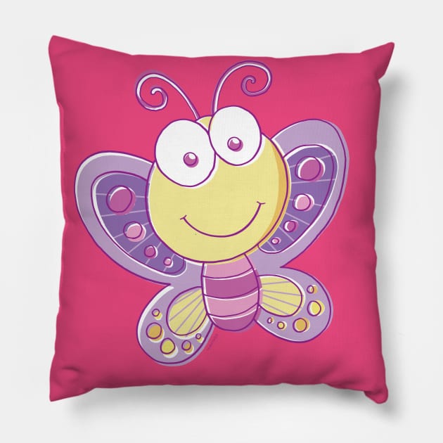 Cute Cartoon Butterfly Pillow by vaughanduck