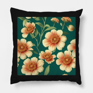 Bright Orange and Cream Flowers Pillow