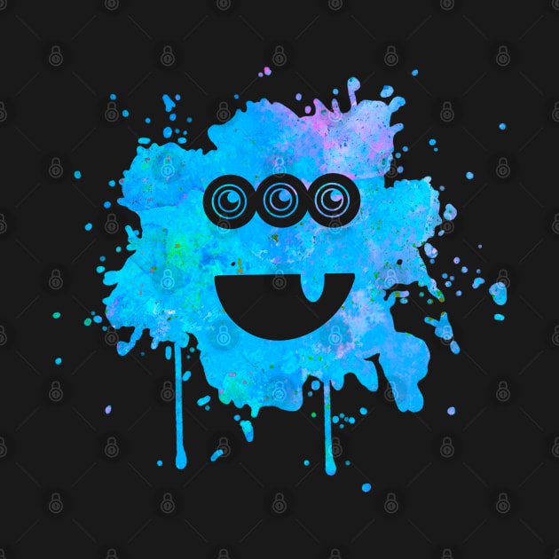 Blue Monster with Three Eyes Paint Splat by The Craft ACE