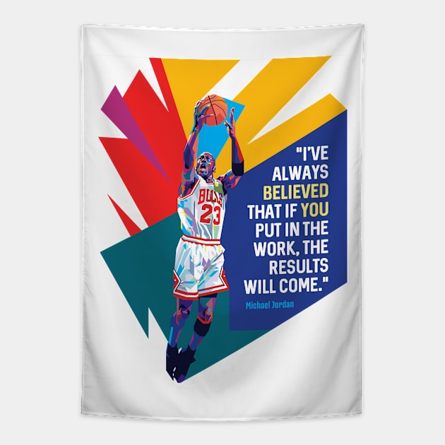 Michael Jordan White Jersey Quote Tapestry by Laksana Ardie Store