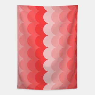 Retro, Coral, Scallop Curve Pattern Tapestry