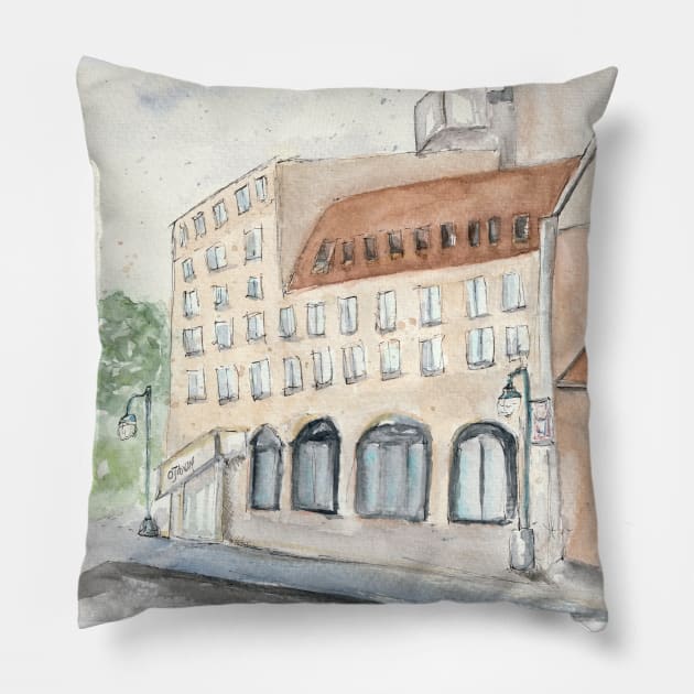 Hotel Ojibway Plein Air Pillow by Jarrodjvandenberg