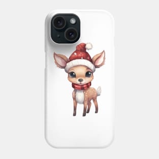 White-Tailed Deer in Santa Hat Phone Case