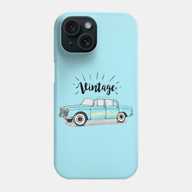 Vintage Car - Cool vintage water color car Phone Case by Clicky Commons