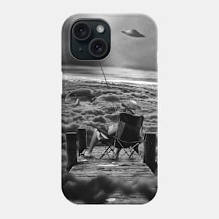 Fishing Above the Clouds grayscale Phone Case