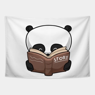 Kawaii panda reading a book Tapestry