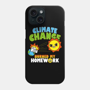 Funny Kawaii Climate Change Student Homework Excuse Joke Cartoon Phone Case