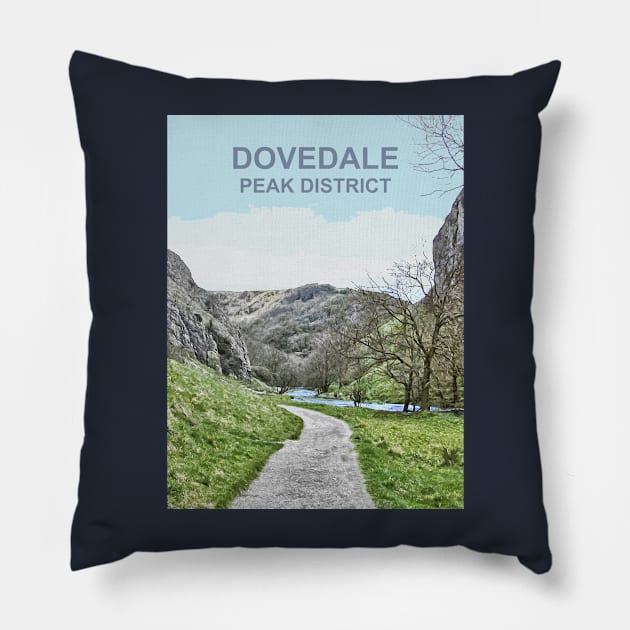 Dovedale, Peak District, Derbyshire art. English countryside. Pillow by BarbaraGlebska