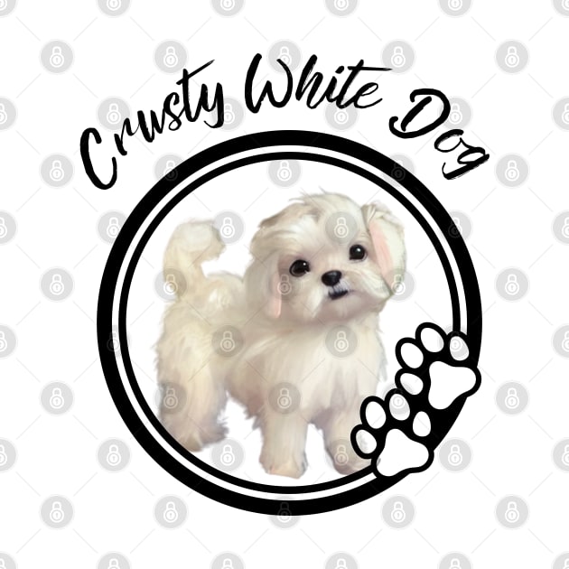 Crusty White Dog with Fluffy Curly Hair Cutest Eyes of Maltese Terrier Puppy by Mochabonk