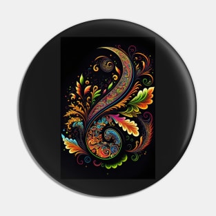 Seahorse Paisley Pin