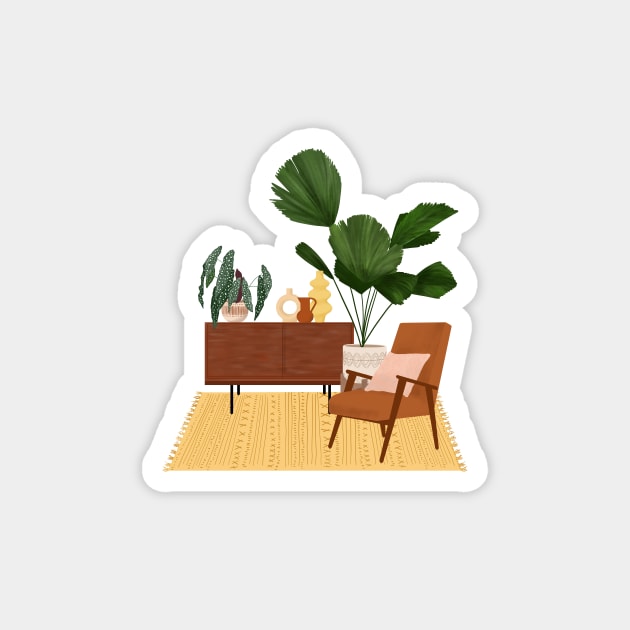 House plant interior illustration 32 Magnet by gusstvaraonica