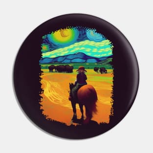 Lady riding a Horse on a Starry Night Pin