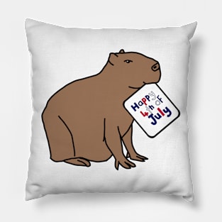 Happy 4th of July says Capybara Pillow