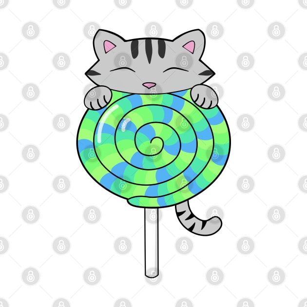 Green Candy Lollipop Cat by Purrfect