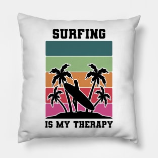 Surfing Is My Therapy Pillow