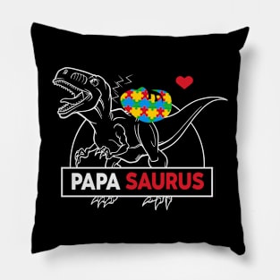 PAPA SAURUS dinosaur Autism Awareness Gift for Birthday, Mother's Day, Thanksgiving, Christmas Pillow