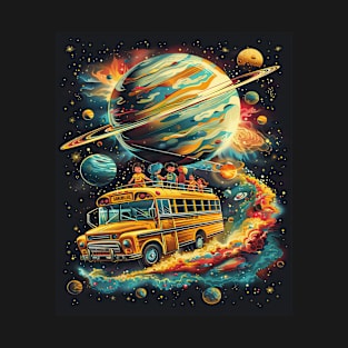 Galactic School Run: Vintage Space Bus Adventure Tee T-Shirt