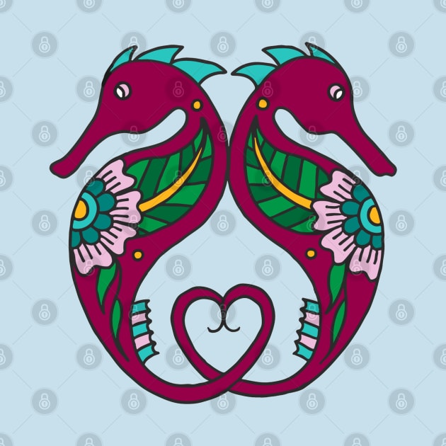 Seahorses with Heart Tail by HLeslie Design