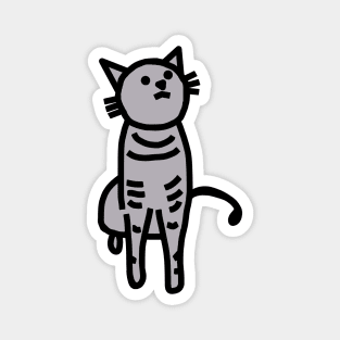 Grey Cat Thick Black Line Drawing Magnet