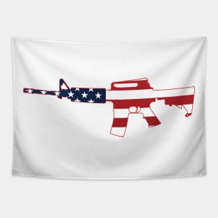 AR-15 Stars & Stripes Rifle Silhouette Tapestry