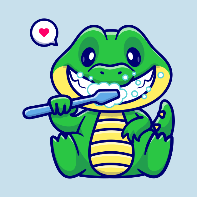 Cute Crocodile Brushing Teeth Cartoon by Catalyst Labs